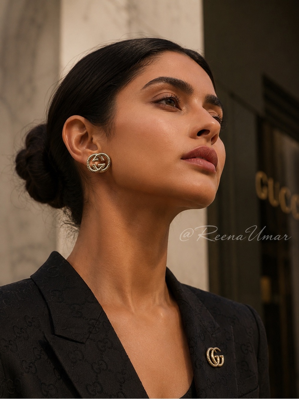 GG Gold-Tone Interlocking Rope Logo Earrings